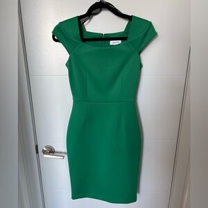 Calvin Klein Emerald Green Sheath Midi Dress